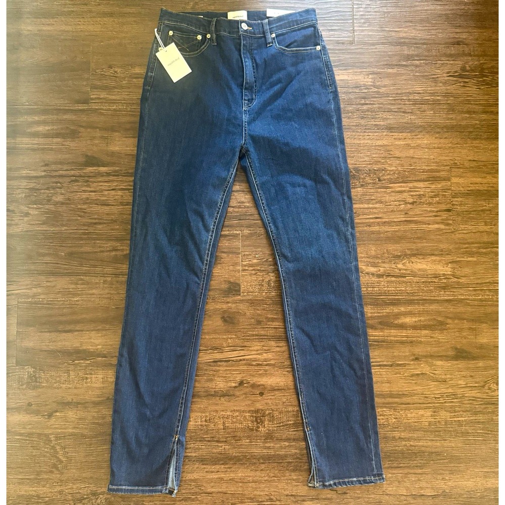 NWT Unpublished Ella High Rise Skinny Ankle Split Hem Jeans Dark Wash Size 31x32